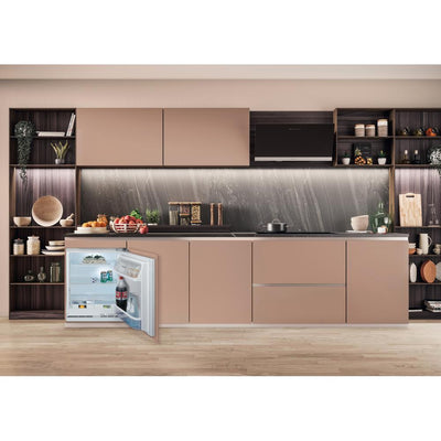 Hotpoint Integrated Under Counter 82cm High Fridge - Fixed Door Fixing Kit - White - E Rated HBUL011.UK